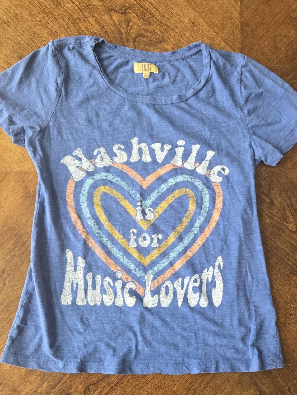 True Craft Blue Graphic 'Nashville is for Music Lovers' Short Sleeve Tee